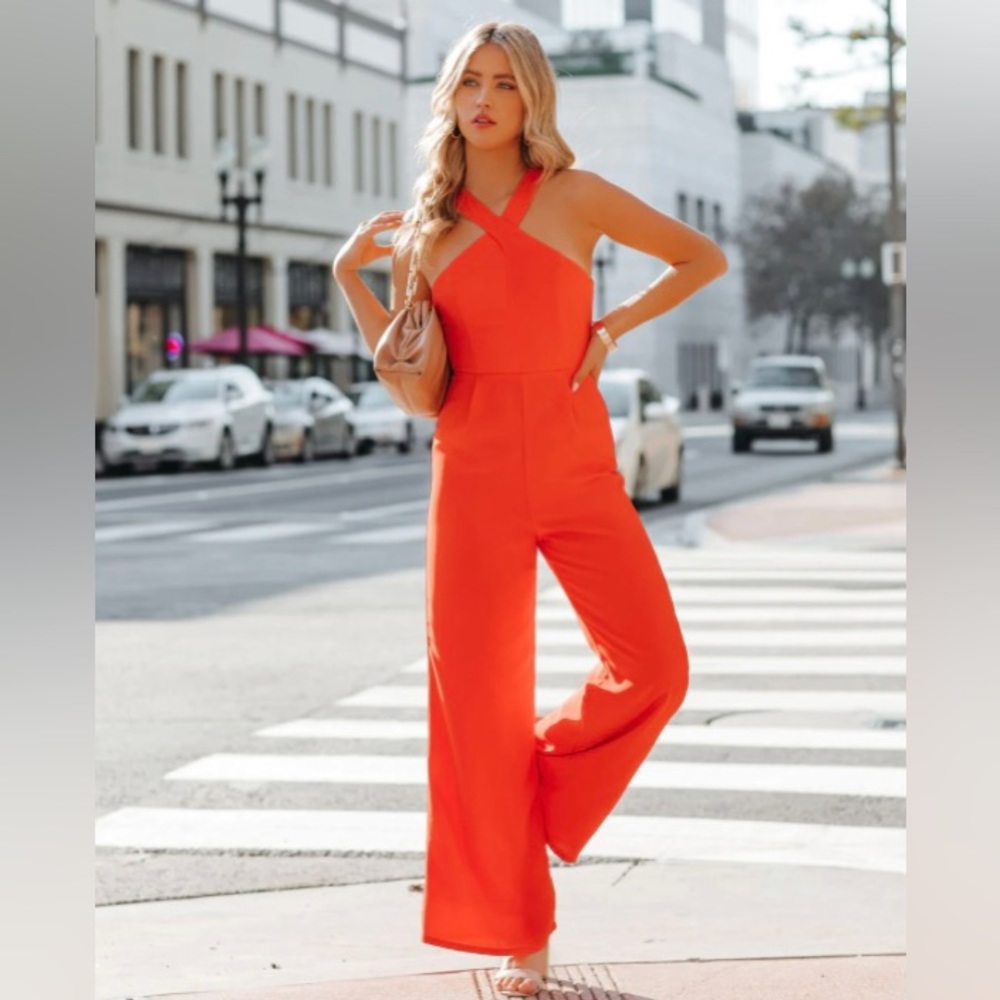 Orange Wide Leg Jumpsuit with tags